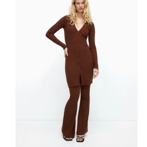 Brown Zara matching ribbed set
